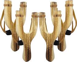 Amazon.com: Adventure Awaits!! - 4 Pack Hand-Carved Wooden Slingshots with  Great Handle Holds - Each Sling Shot is Hand Made and has a Burned Wood  Look! Each Slingshot (x4) is Together in