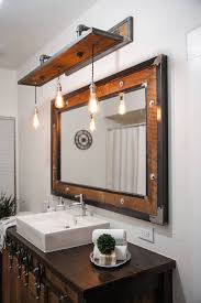 Rustic Industrial Light Steel And Barn Wood Vanity Light W Bulbs L1203 Rustic Bathrooms Rustic Bathroom Lighting Rustic Bathroom Vanities