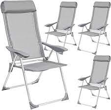 Buy foldable garden chairs and get the best deals at the lowest prices on ebay! Tectake Set Of 4 Aluminium Folding Chairs Garden Chairs Adjustable With Armrests Grey Amazon De Garten