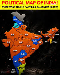 India's 2026 political map now shows a much wider NDA footprint across states and Union Territories. Based on today's election results, BJP-led alliance has added West Bengal to its tally and retained
