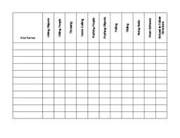 Behavior Chart Tally List