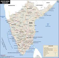 Tamil nadu and karnataka map : South India Road Map Road Map Of South India