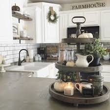Concrete Counter Tops Backsplash White Cabinets Exposed Shelving With Stained Wood Ap Rustic Kitchen Decor Rustic Farmhouse Kitchen Farmhouse Kitchen Decor