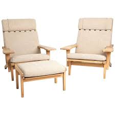 Pair Of Stamped Hans Wegner Chairs And Ottoman Chair And Ottoman Hans Wegner Chairs Ottoman