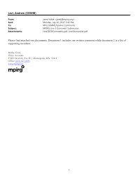 Levi, Andrew (COMM) Please find attached two documents. Document 1 includes  our written comment while document 2 is a list of su