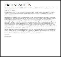Dear hiring manager, i am writing to express my interest for the position of chef de partie, as per your advertisement on australian national university's(anu) university house website earlier this week. Casino Host Cover Letter Sample Cover Letter Templates Examples