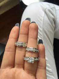 Rings On Hand Trio Ring Set Bt515w Engagement Ring Ladies Wedding Band And Mens Wedding Band Wedding Ring Trio Sets Wedding Rings Engagement Engagement