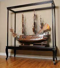 A glass or acrylic display cases for model ships you have options for the frame of our glass or acrylic model ship display cases. Large Wood Display Case 65 Cabinet Tall Ship Yacht Boat Models No Glass 812344510004 Ebay