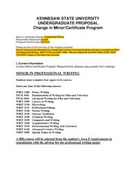 Fillable Online Kennesaw Minor In Professional Writing Kennesaw State University Kennesaw Fax Email Print Pdffiller