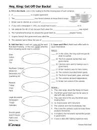 See answer key print worksheet. Hey King Get Off Our Backs Worksheet Kingdom Of Great Britain Colonial United States British