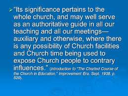 The Charted Course Of The Church In Education President J