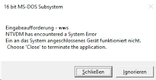 16 Bit Komponenten Unter Windows 10 Und Fehlermeldung Ntvdm Angeschlossenes Gerat Funktioniert Nicht Das Nie Endende Chaos