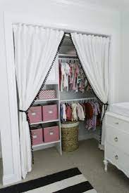 A Closet Behind Curtains Girls Closet Organization Baby Closet Organization No Closet Solutions