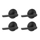 atitude Matte Black Hall/Closet Door Lock Lever 4-Pack Project Rated AAA 181893 Schlage