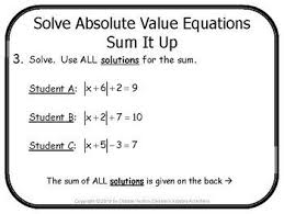 Solve Absolute Value Equations Sum It Up Activity Digital Distance Learning Absolute Value Equations Absolute Value Equations