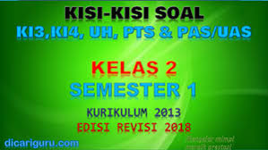 Untuk mengunduhnya silahkan klik link di. Kisi Kisi Soal Kelas 2 Semester 1 K13 Revisi 2018 Uh Pts Pas Dicariguru Com