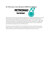 Pemerbadanan sebuah syarikat di malaysia. 9 Petronas Gas Berhad Rm45 67 Bilion