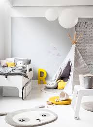 Great Modern Gender Neutral Bedroom Yellow Accent And The Exposed Brick Wall Neutral Kids Room Gender Neutral Kids Room Kids Bedroom Furniture