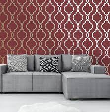 Wall colour combination for living room can change the way you feel about your home. Holden Decor Laticia Trellis Red Gold Metallic Glitter Wallpaper 65494