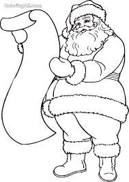 Print santa clause with christmas gifts coloring page (color) santa claus is a fat, jolly man wearing a red coat and trousers with white cuffs and collar, and black leather belt and boots and brings gifts on christmas. Santa Coloring Pages Coloringall