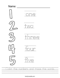 Color The Numbers And Trace The Words Worksheet Twisty Noodle Thousands of printable coloring pages, worksheets, and mini books. color the numbers and trace the words