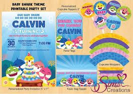 Free Printable 1st Birthday Baby Shark Cake Baby Shark Birthday Party Printables Baby Shark Party Invitation Baby Shark Cupcake Toppers B Shark Birthday Invitations Shark Birthday Shark Birthday Party