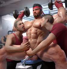 abs biceps big chest big cock big pecs big penis blushing boner  bulging biceps chains erect penis erection flustered gay gay sex gym  handjob hard on huge chest huge