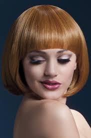 26" Auburn Fever Mia Short Bob with Fringe Women Adult Halloween Wig  Costume Accessory