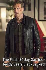 Teddy Sears Jay Garrick Flash S2 Black Leather Jacket Leather Jacket Black Leather Jacket Celebrity Outfits