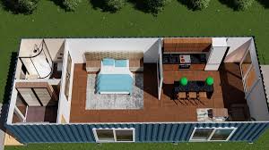 2 X 40ft Single Bedroom Container House Render 4 Sml Elegant Shipping Container H Container House Design Shipping Container Home Designs Container House Plans