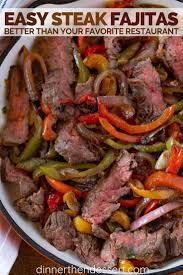Steak Fajitas Made With An Easy Homemade Fajita Seasoning Skirt Steak Bell Peppers And Onions In A Easy Steak Fajitas Beef Fajita Recipe Round Steak Recipes