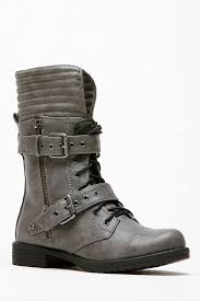 Dollhouse Mid Calf Double Buckle Lace Up Grey Boots Cicihot Boots Catalog Women S Winter Boots Lea Leather Thigh High Boots Winter Leather Boots Womens Boots