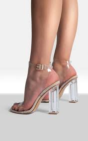 Xanthe Clear Crystal Transparent Block High Heels