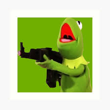 Kermit With Gun Art Print By Monkofyomom Redbubble