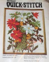 1979 Christmas Poinsettia Flower Garden Longstitch Needlepoint Kit 16x20 Ebay Needlepoint Kits Christmas Poinsettia Poinsettia Flower