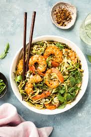 Add the shrimp, scraping in the olive oil and garlic from the sides of the bowl. Healthy Thai Noodle Recipe No Spoon Necessary