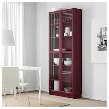 Black Billy Bookcase With White Doors Billy Bookcase With Glass Doors Dark Red 31 1 2x11 3 4x79 1 2 Ikea Bookcase With Glass Doors Glass Cabinet Doors Glass Bookcase