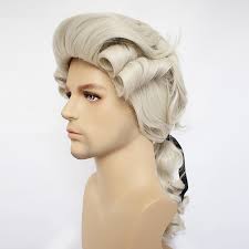 Colonial Male Wig, Male Baroque Cosplay, Halloween Masquerade Costume Hair,  Multiple Color Options White, Creamy-white, Gray, Black, Gold