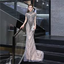 Luxury Beading Formal Dress Women Elegant High Quality Tassel Cap Sleeve Long Sheer Style Evening Party Dresses Gown 2020 In 2020 Evening Gowns With Sleeves Formal Dresses For Women Evening Dresses Prom