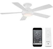 Odyssey 52 inch Matte White Flush Mount Ceiling Fans, Smart Fan