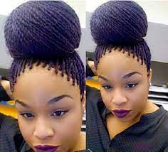 Purple Tinted Micros In A Bun Senegalese Twist Hairstyles Hair Styles Braided Hairstyles