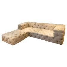 Find new tufted sectional sofas for your home at. Deep Tufted 2 Piece Sectional Sofa Upholstered In Cream Colored Linen Fabric At 1stdibs