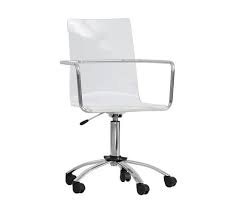The gold metal frame and lucite seat create a stylishly streamlined stool. Paige Acrylic Swivel Desk Chair Pottery Barn
