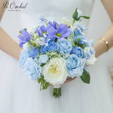 Lavender roses are trendy and unusual. Peorchid Artificial Blue Rose Bridal Bouquet De Novia Bridemaids Flower Acceessoires 2019 Gorgeous Wedding Bouquets For Bride Wedding Bouquets Aliexpress