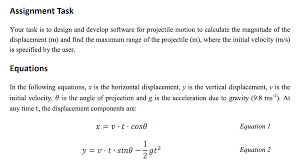 Displacement formula displacement is calculated as the shortest distance between starting and final point which prefers › get more: Assignment Task Your Task Is To Design And Develop Chegg Com