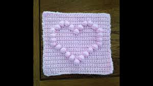 how to crochet a square with heart bobble chart