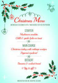 Free Printable Christmas Dinner Menu Template