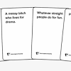 The card shows a scenario with either blanks or a question, and everyone else has to give an answer in white cards. Https Encrypted Tbn0 Gstatic Com Images Q Tbn And9gcsqiuch2suwnjcvq1anxtc9kw7a Tdkzkialau9i3huj4kzulii Usqp Cau