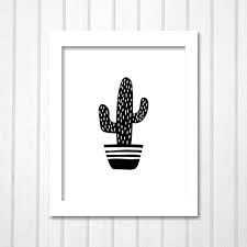Black And White Cactus Printable Monochrome Cactus Print Black And White Hand Drawing Summer Cacti Printable Wall Art Home Decor Nursery Ki Cactus Printable Cactus Print Printable Wall Art