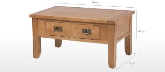 Solid oak coffee table with drawers and sliding top for storage. Rustic Oak Small 2 Drawer Coffee Table Quercus Living